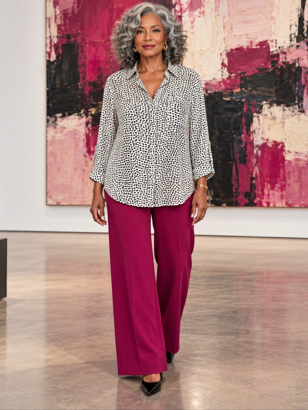 Have Plus 1X Abstract Hi Lo Blouse